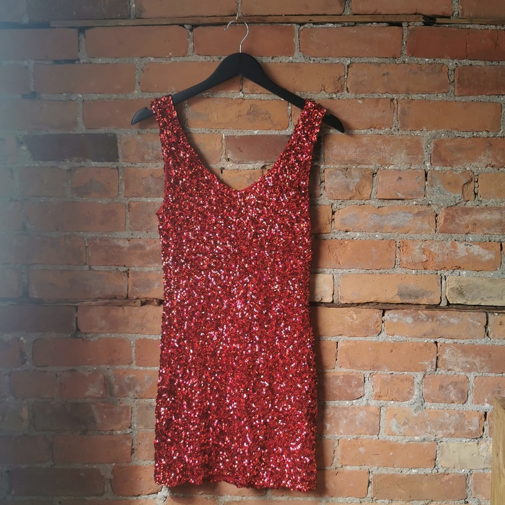 Red Sequence Mini Dress